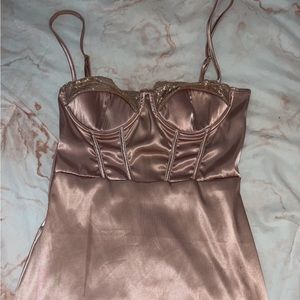 Satin pink mini dress